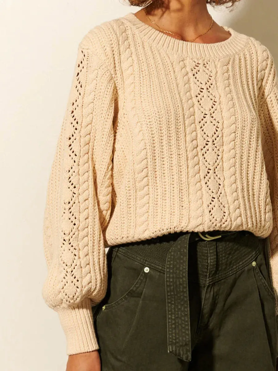 EYELET CREW NECK SWEATER