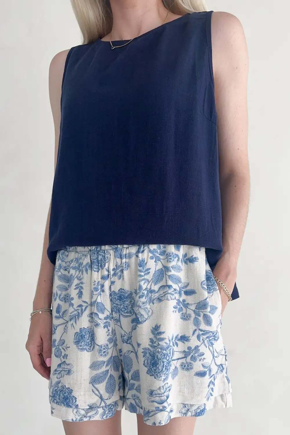 Soft Drape Linen Blend Relaxed Tank Top
