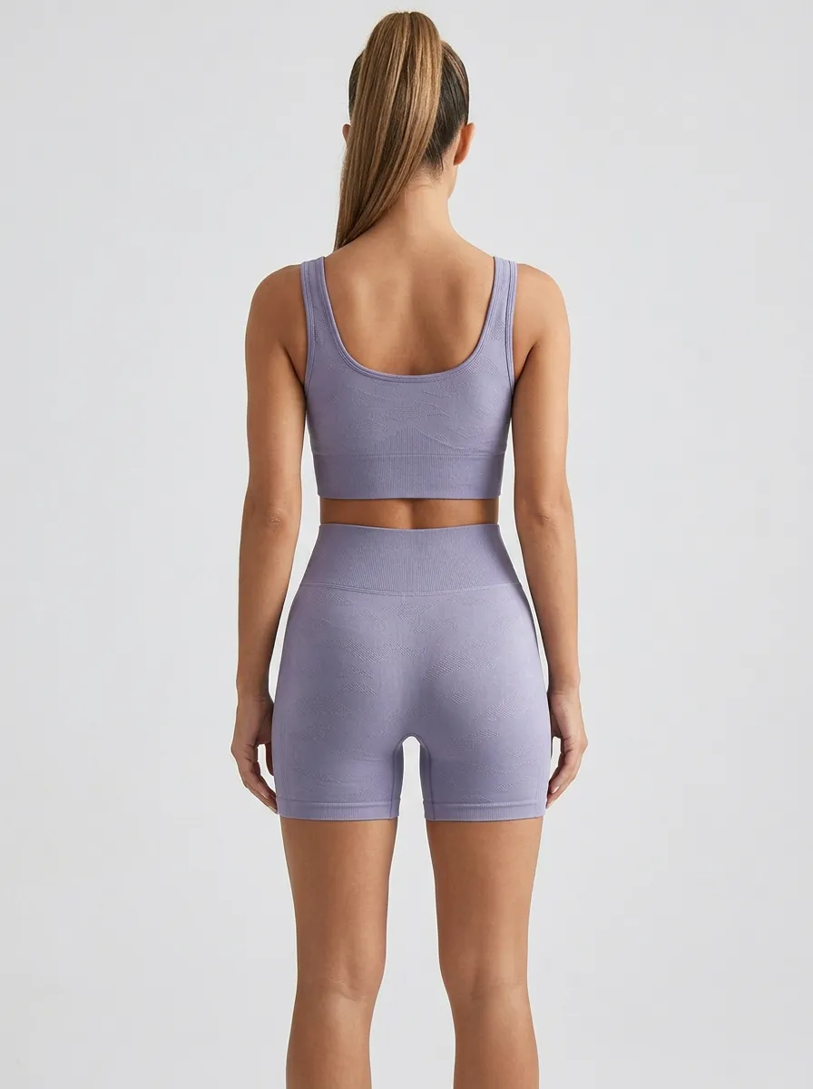 Women's Seamless Textured Tank Tank and Shorts Active Set