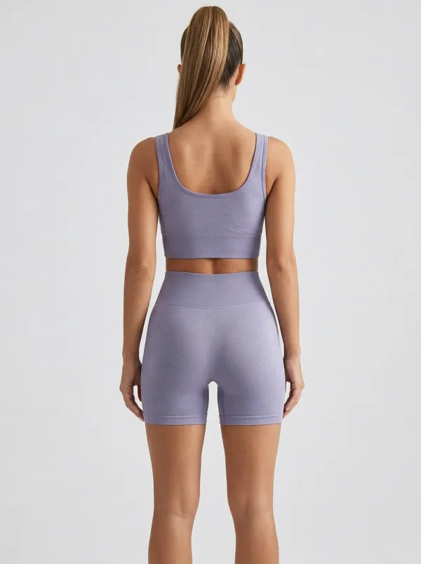 Women's Seamless Textured Tank Tank and Shorts Active Set