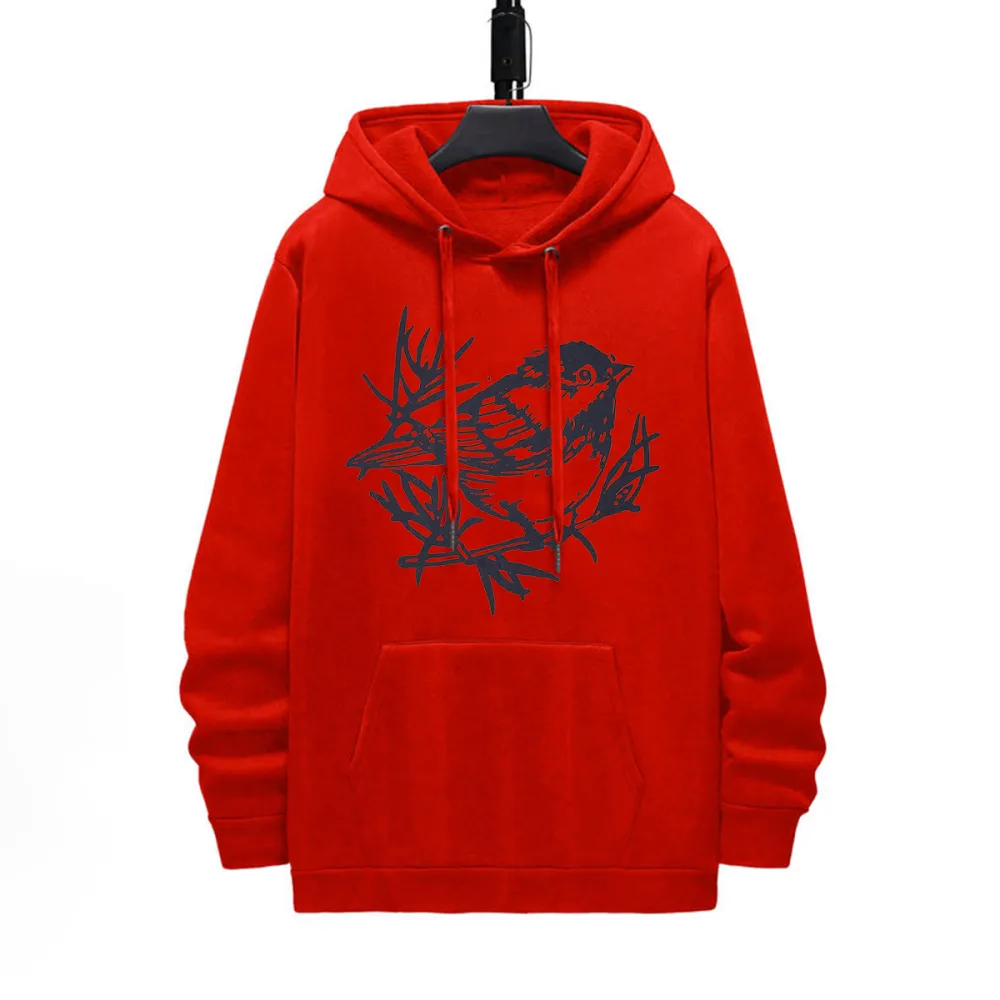 Cute Little Bird Pattern Printed Hoodie