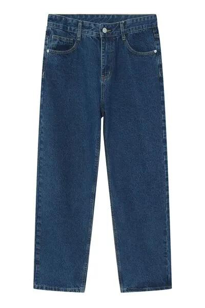 Breezy Washed Pocketed Stretch Straight Leg Jeans
