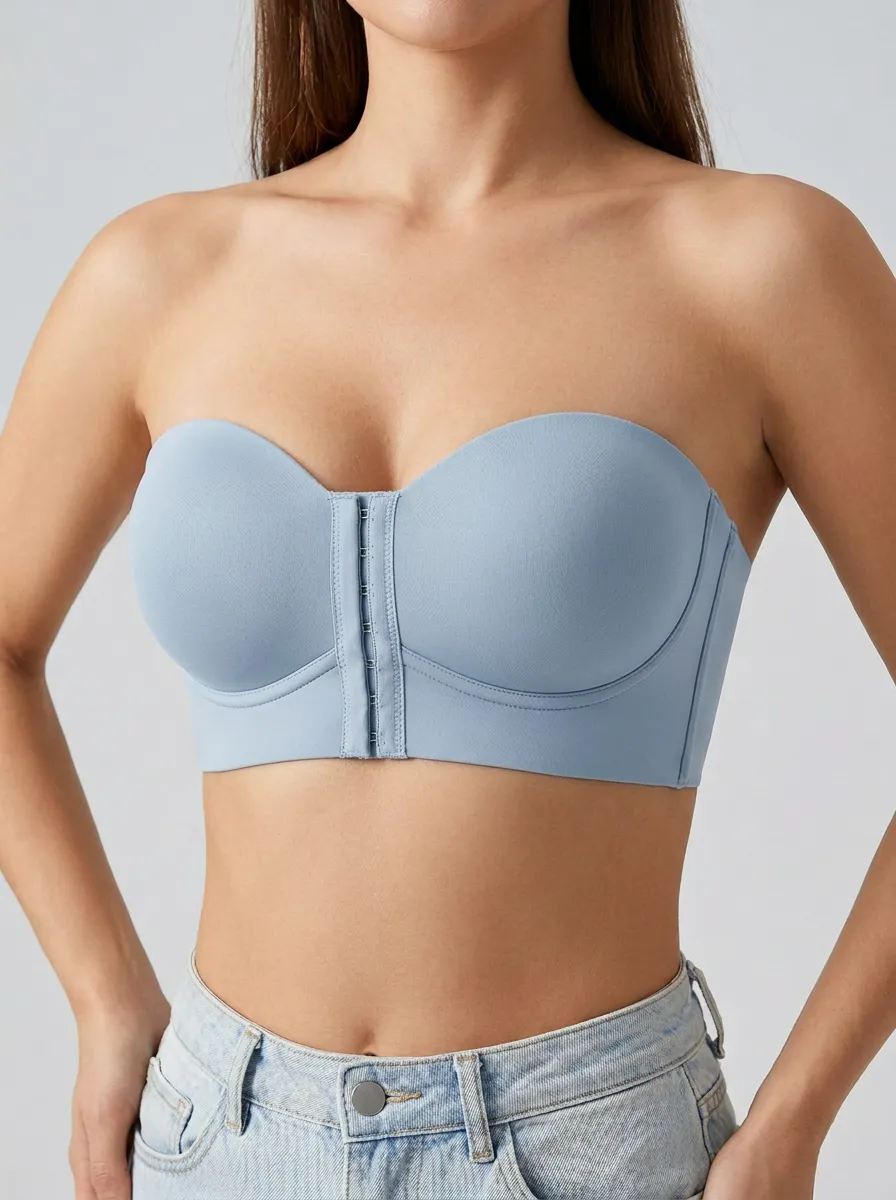 Women's Bandeau-Style Structured-Cup Front-Closure Strapless Bra