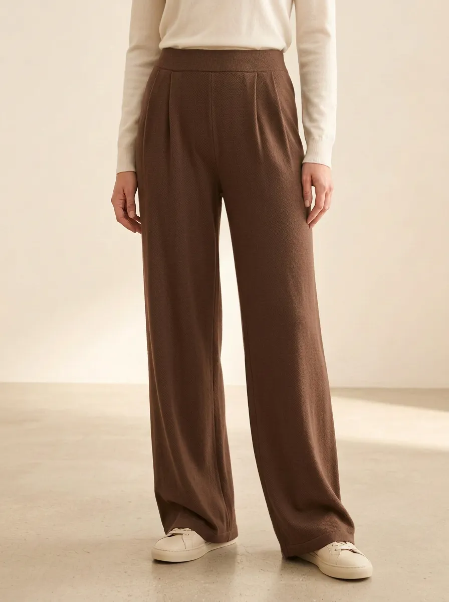 Classic Wide-Leg High-Waisted High-Waist Solid Women's Wide-Leg Pants