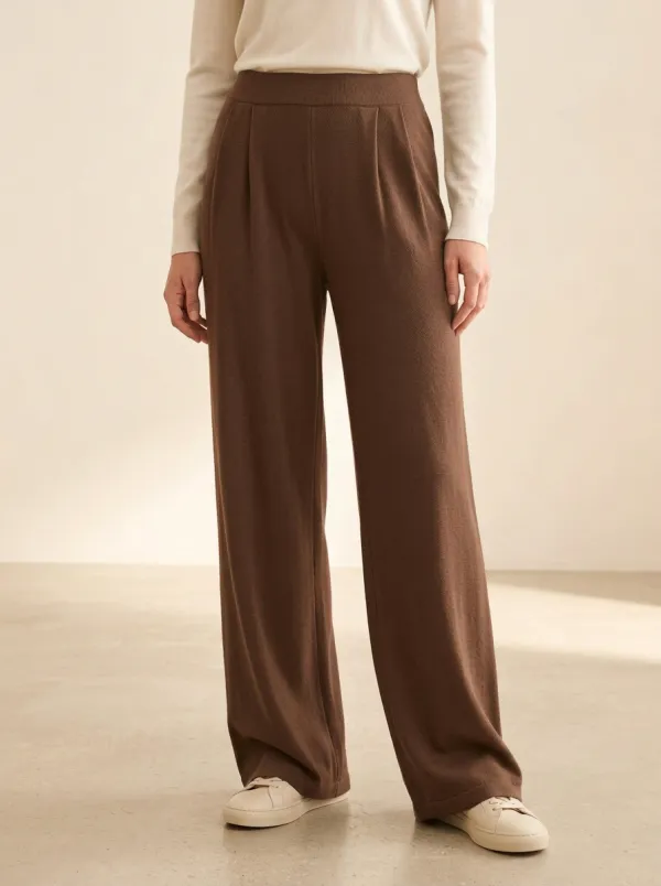 Classic Wide-Leg High-Waisted High-Waist Solid Women's Wide-Leg Pants