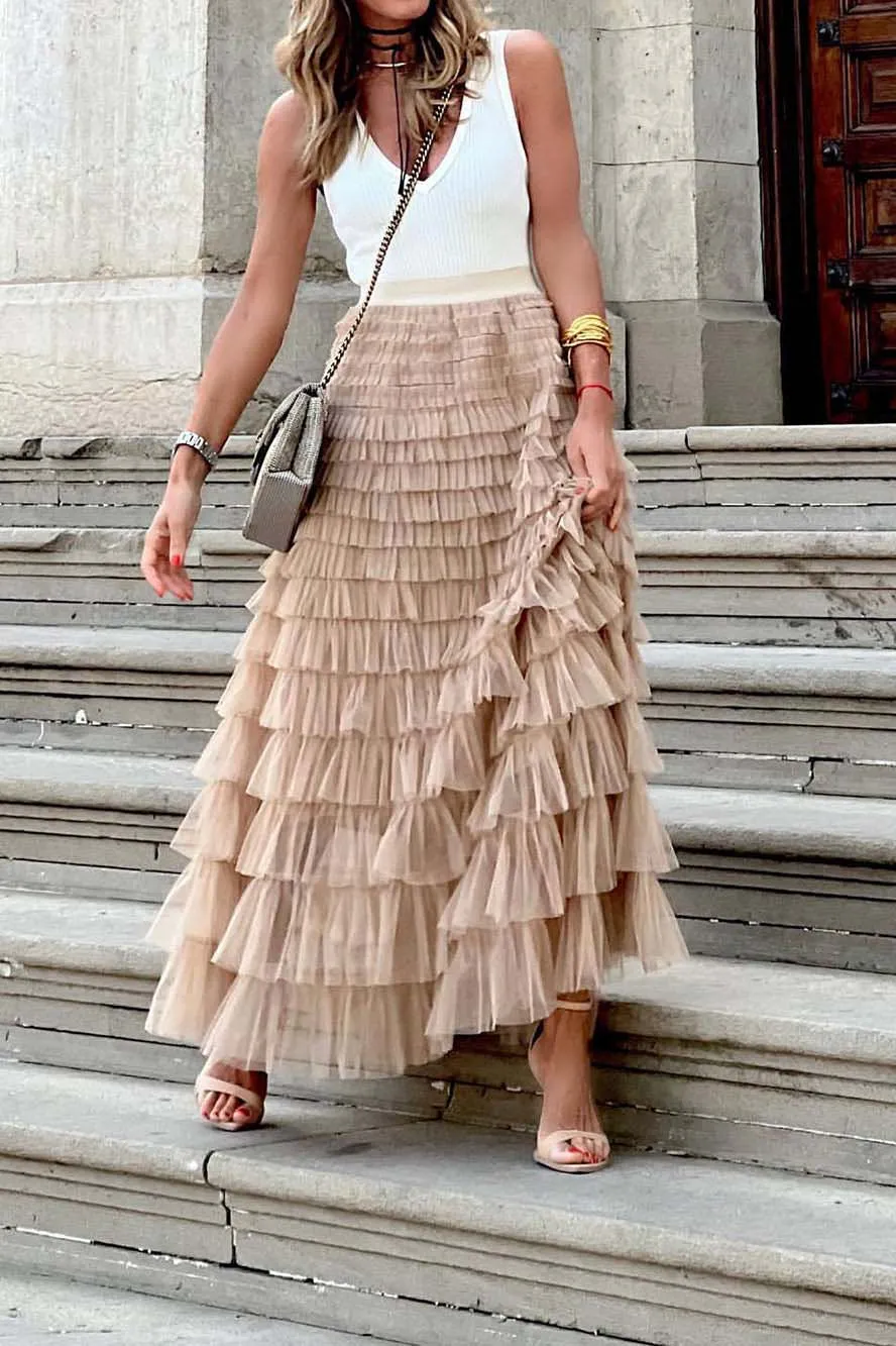 Layered Mesh Boho Skirt
