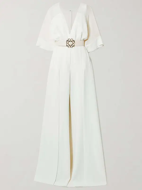 Effen Kleur Split Front Contrasterende Gebonden Taille Hoog