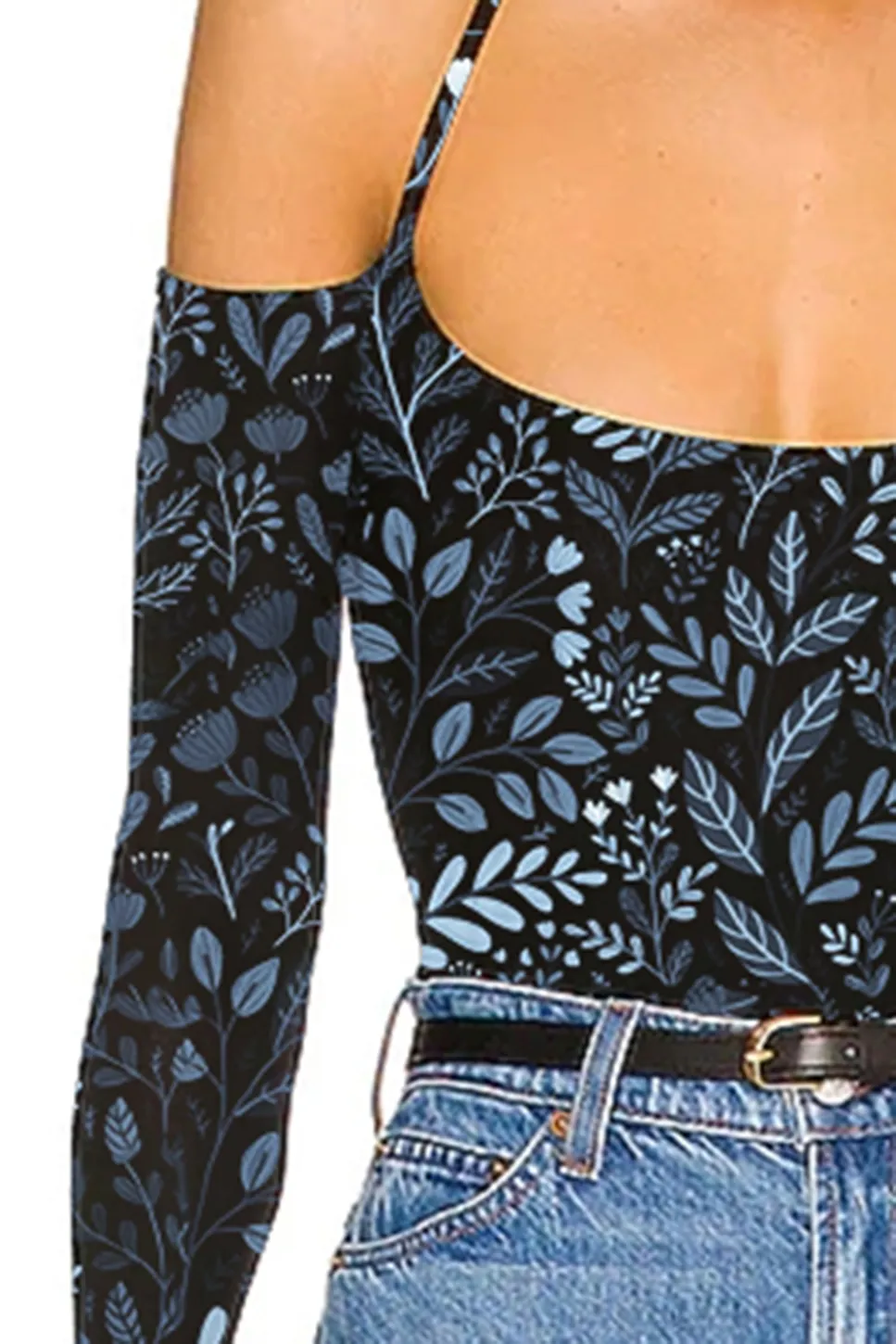 Off Shoulder Floral Print Halter Top
