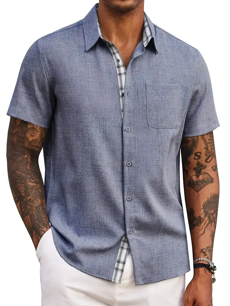 Casual Plaid Splicing Shirt