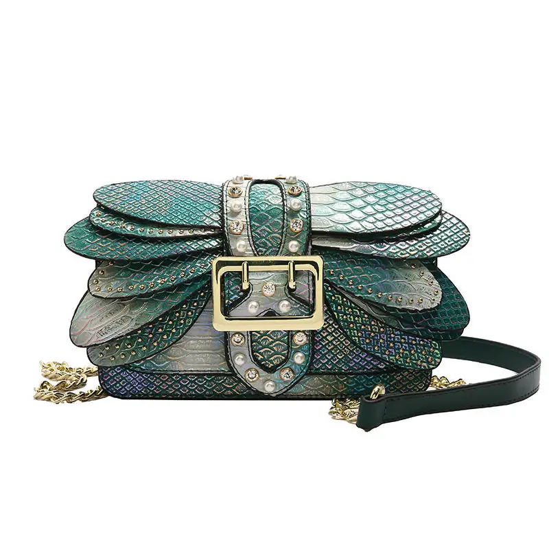 Retro Snake Print Chain Shoulder Crossbody Small Square Bag