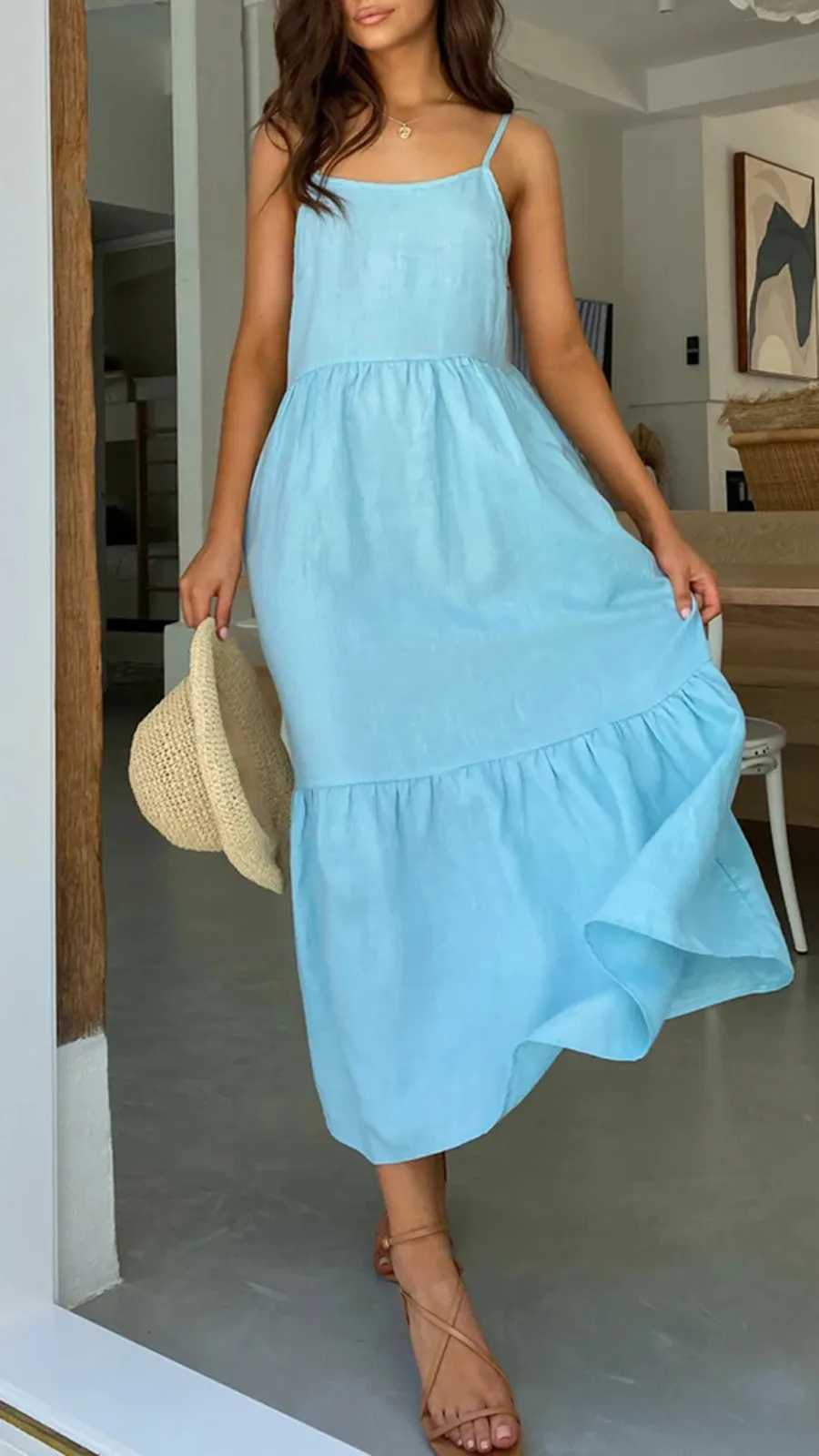Loose Fluffy Long Suspender Dress