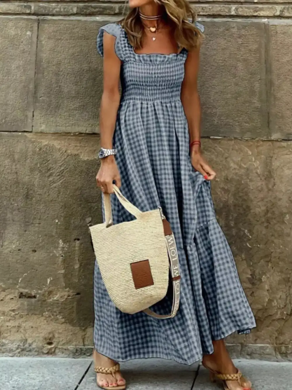 Ruffled Smocked Maxi Dress