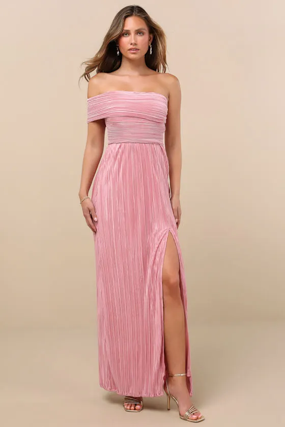 Poised Performance Fuchsia Plisse One-Shoulder Maxi Dress