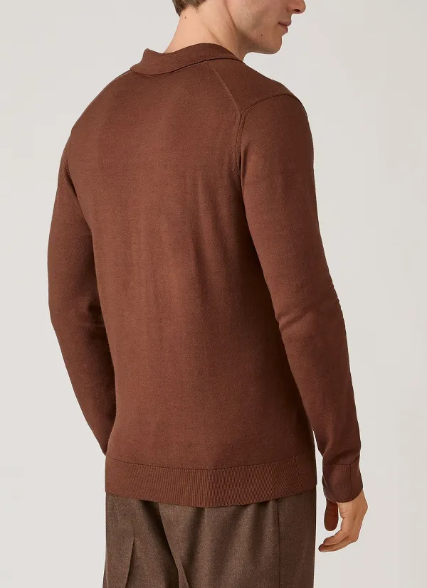 Polished Everyday Slim Fit Merino Knit Long Sleeve Polo Shirt