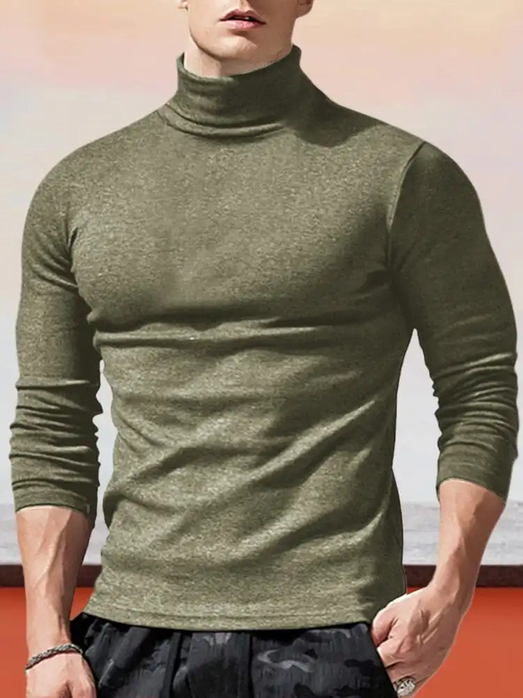 Classic Slim Fit Turtleneck Basic Top T-Shirt