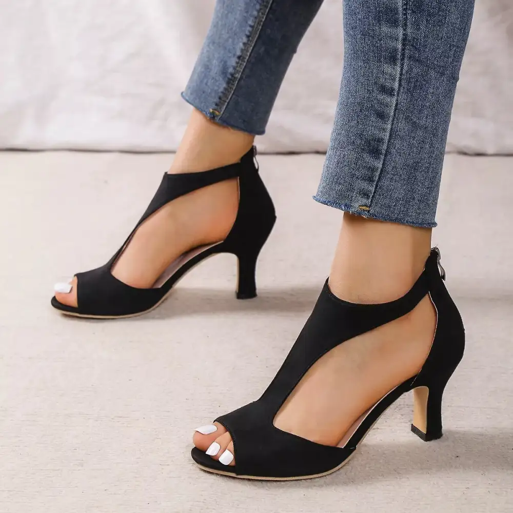 Refined Classic Open Toe Block Heel Sandals