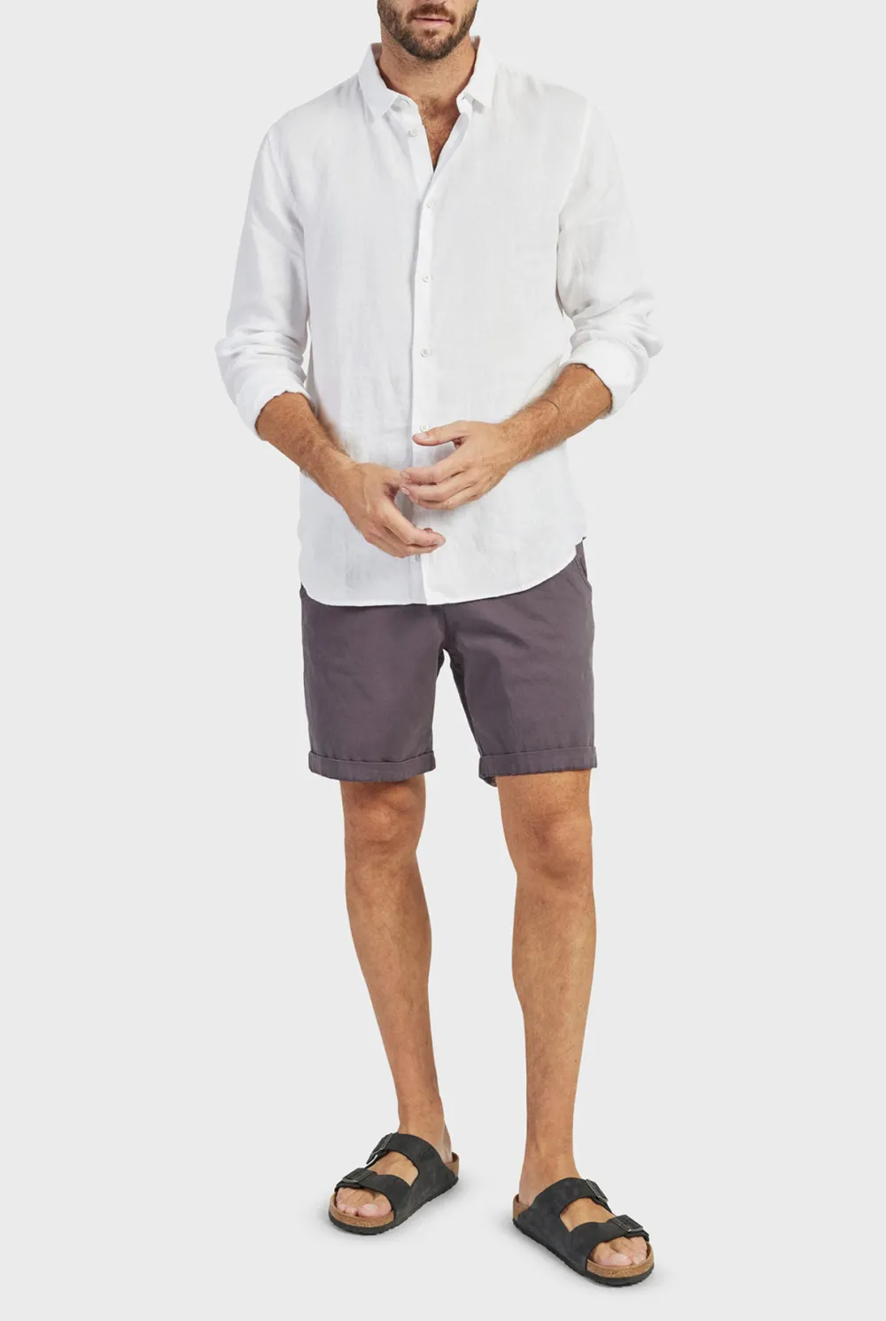 Charcoal Cotton Tailored Shorts