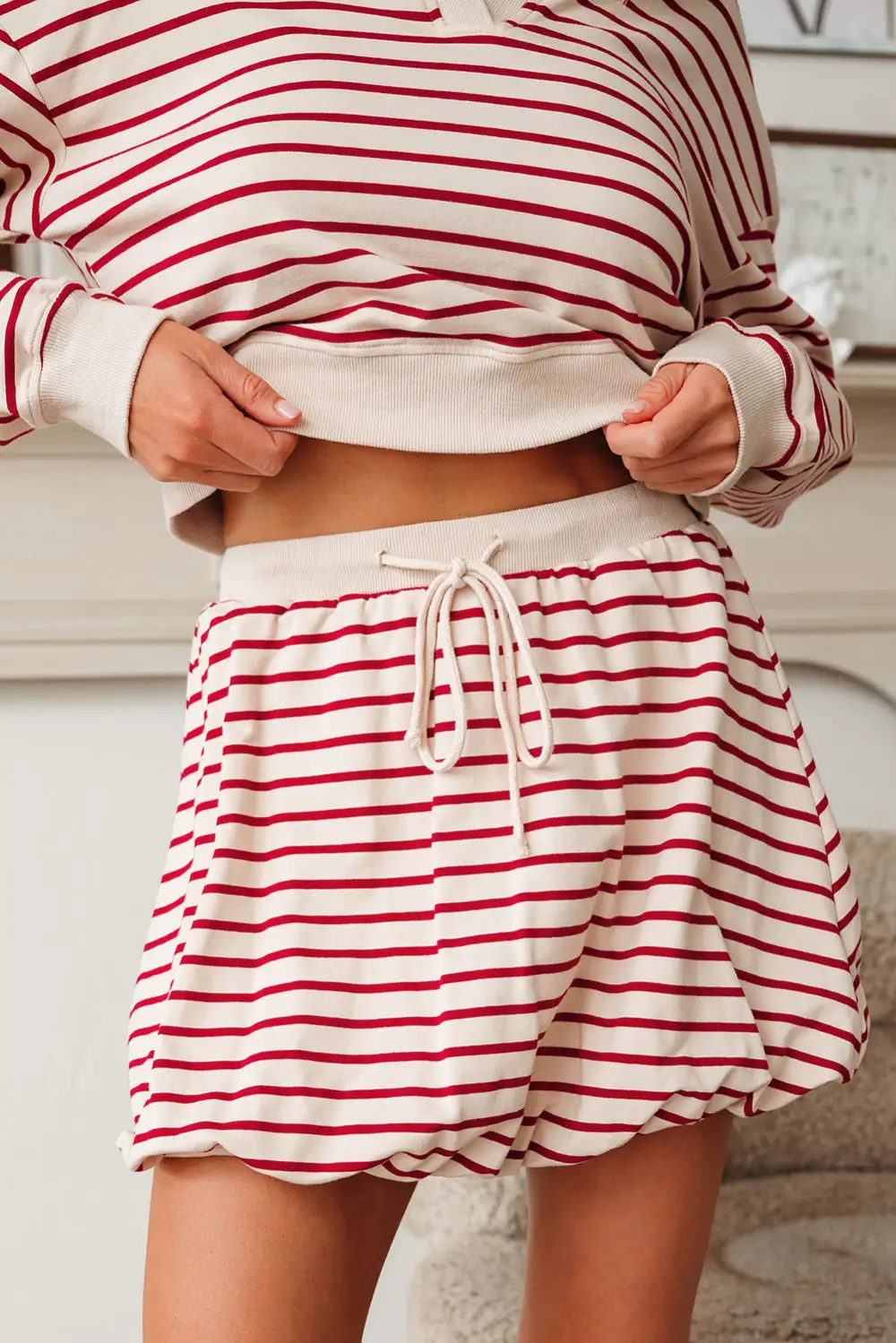 Practical Collared Cropped Detail Coordinated Set