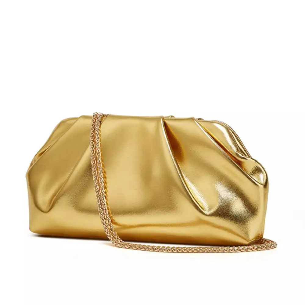 Ruched Shoulder Bag with Chain Strap