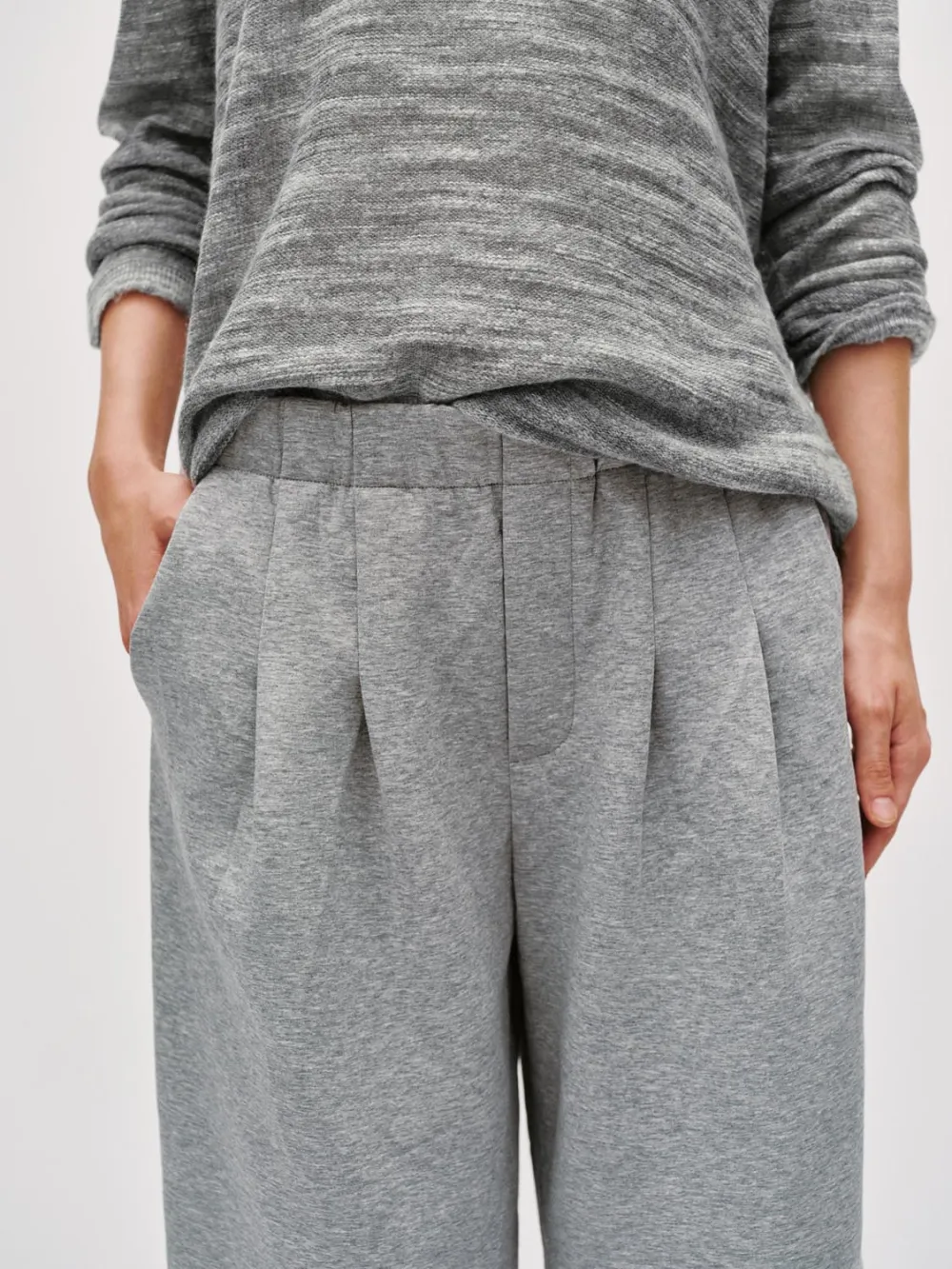 Ladies' Grey Wide-Waisted Casual Style Wide-Leg Trousers