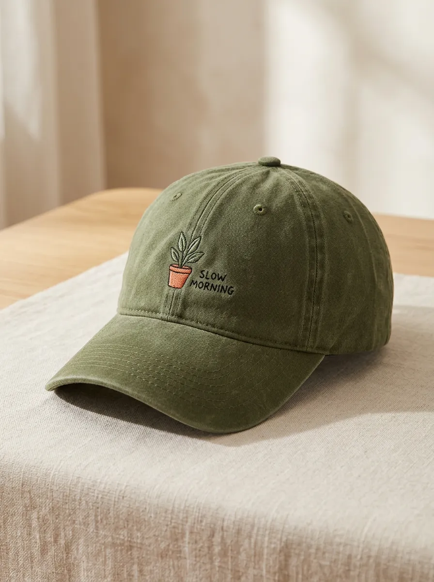 Everyday Plant-Lover Slow-Morning Embroidered Unisex Baseball Cap
