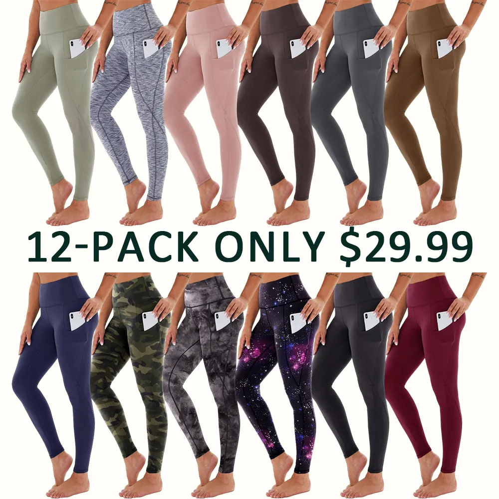 Women's High Waisted Tummy Control Leggings With Pockets – Non See-Through Stretchy Yoga Pants For Workout