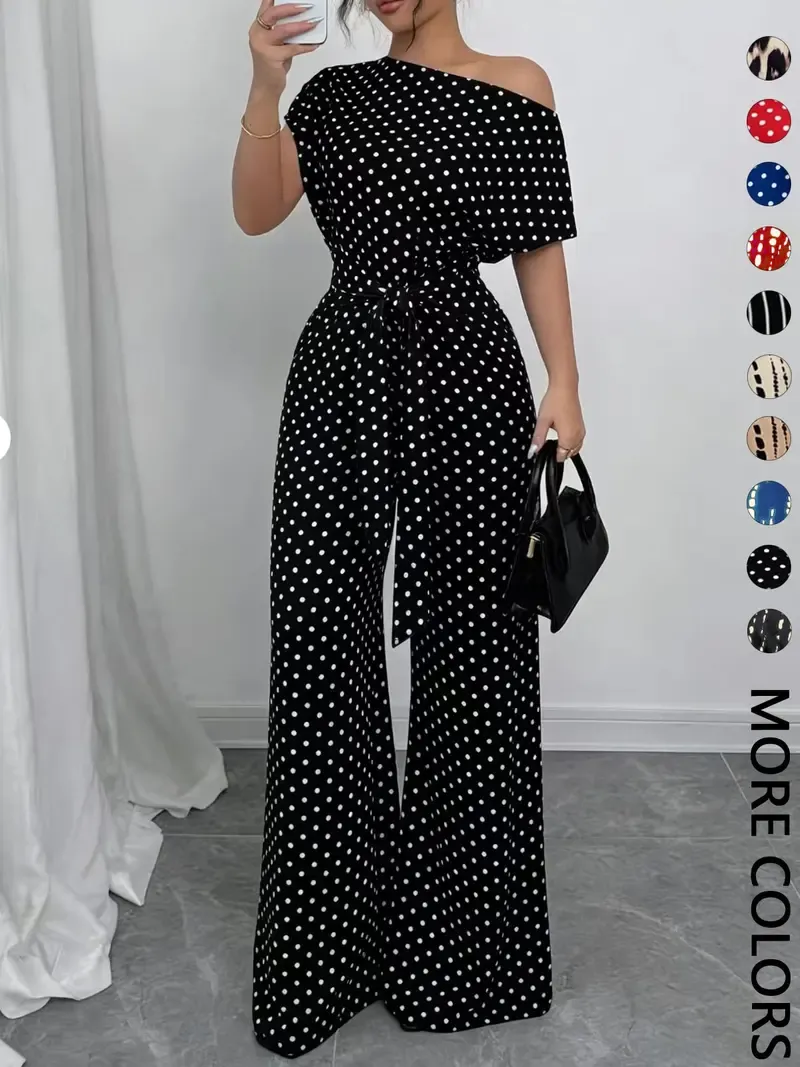 Women's printed tie-waist jumpsuit