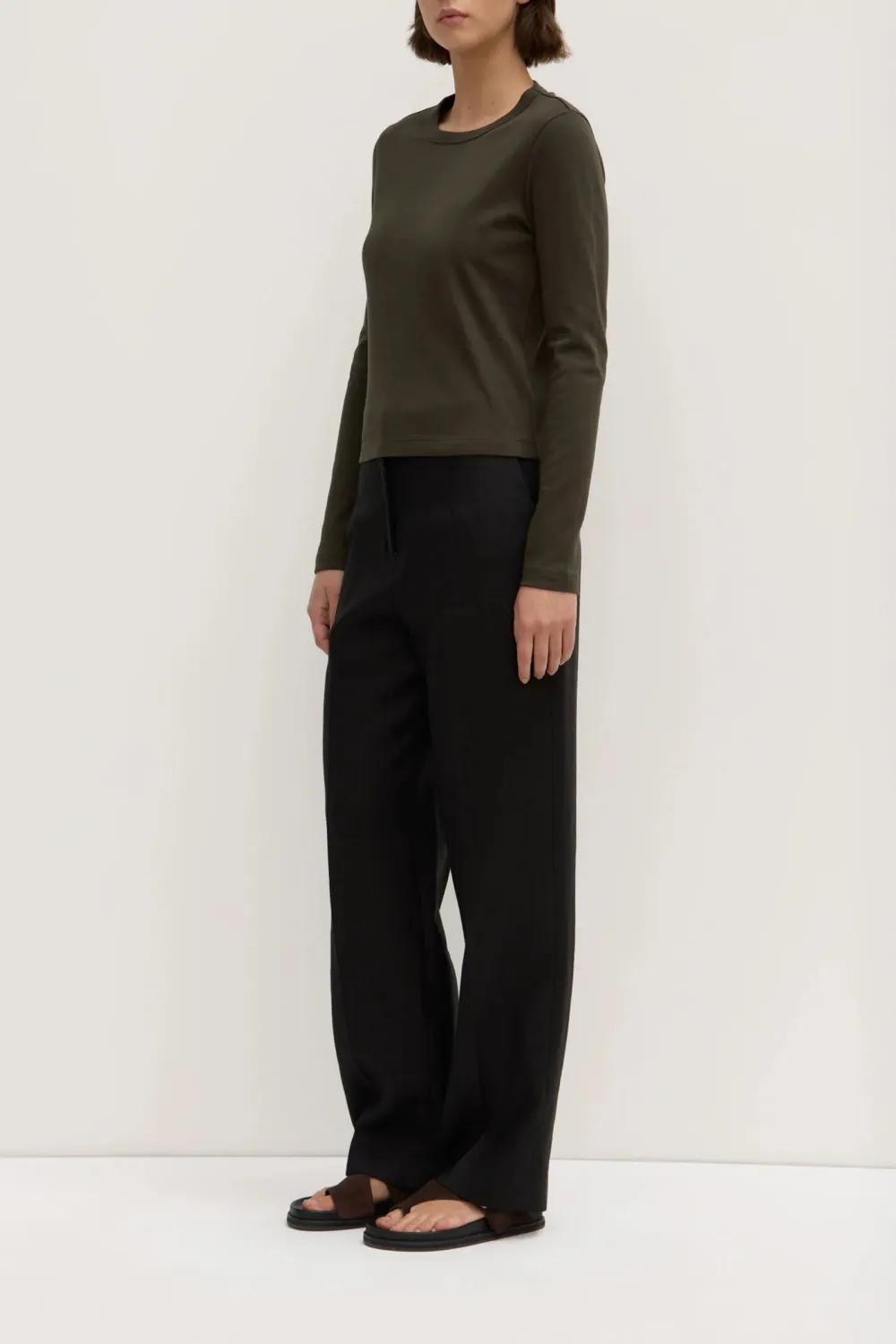 Cotton Ribbed Collar Women's T-Shirt