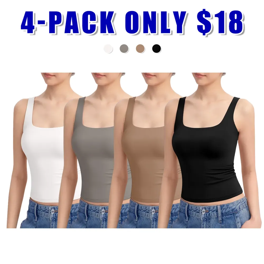 Women's Tank Top Sleeveless Double Lined Basic Tops