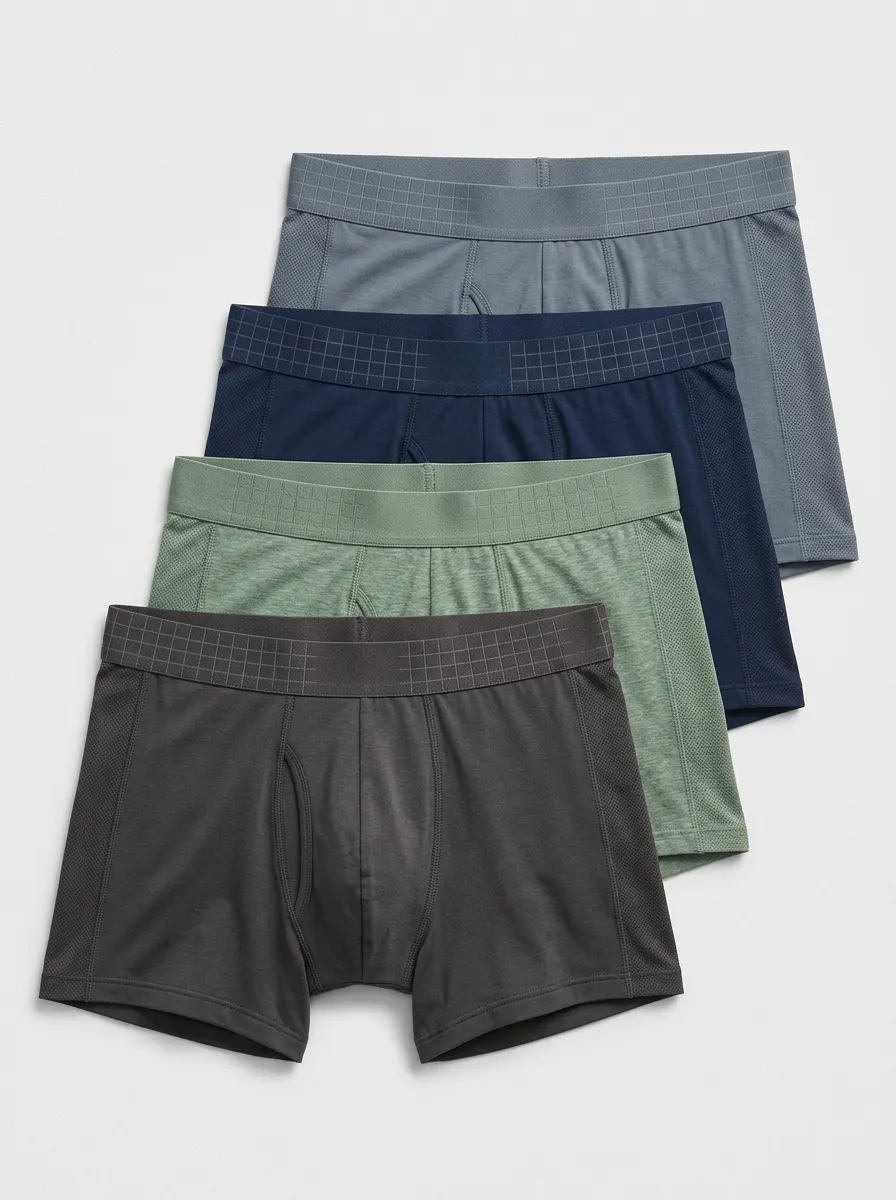 Daily Grid Collection Men' Four Pack Boxer Briefs