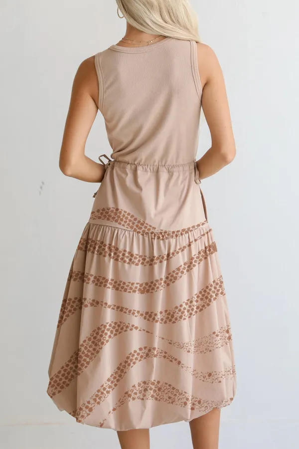 Darling Sophistication Taupe Contrast Midi Dress