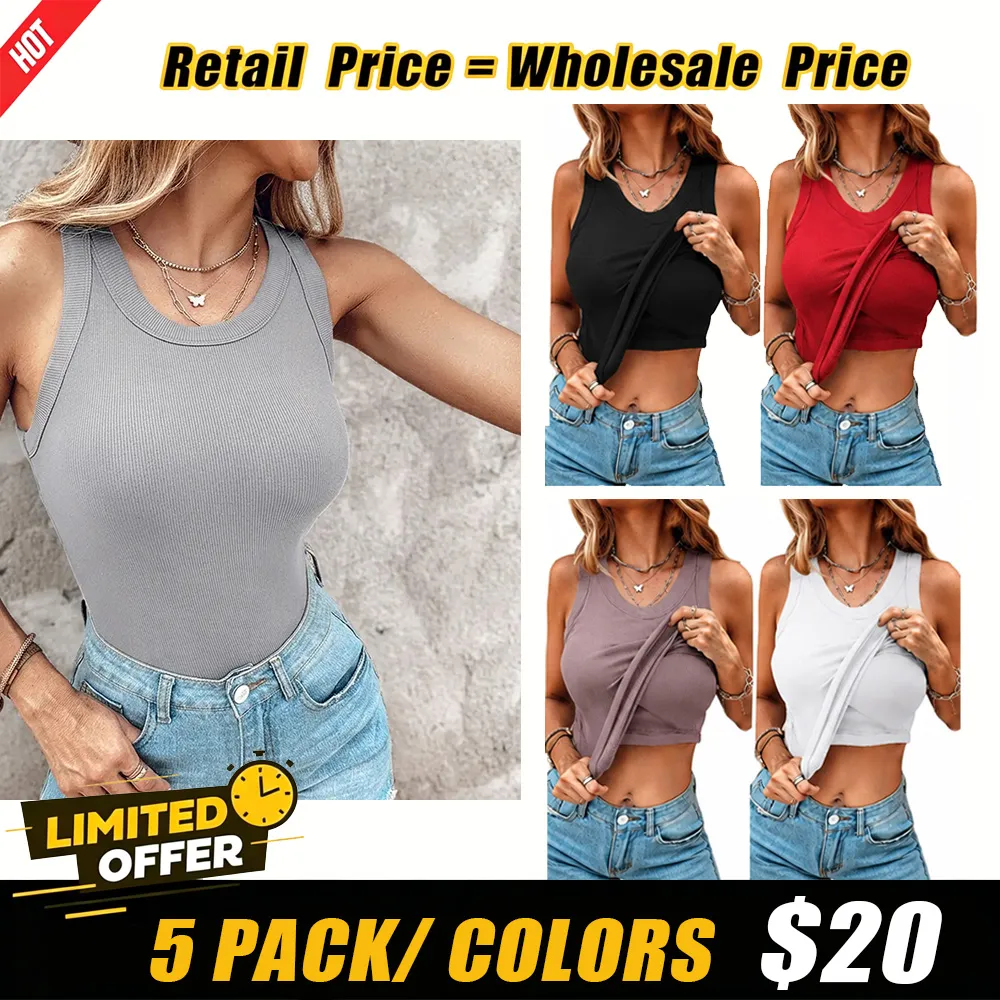 Built-in Bra Tank Top Ribbed Backless Women's Outdoor Top
