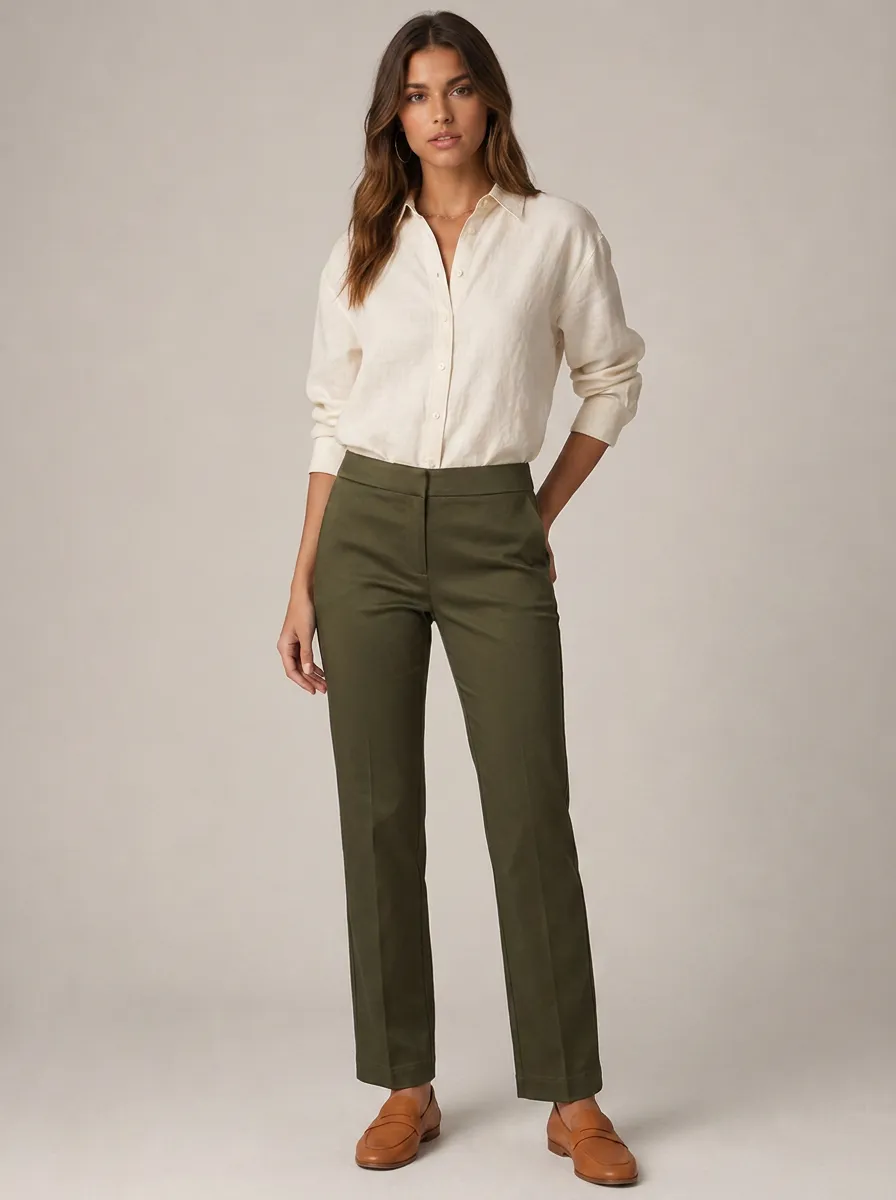 Women's Straight Leg Trousers for Casual Wear