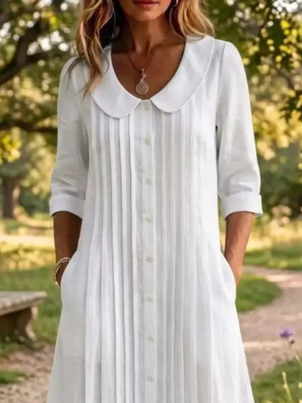 Peter Pan Collar Button-Down Dress