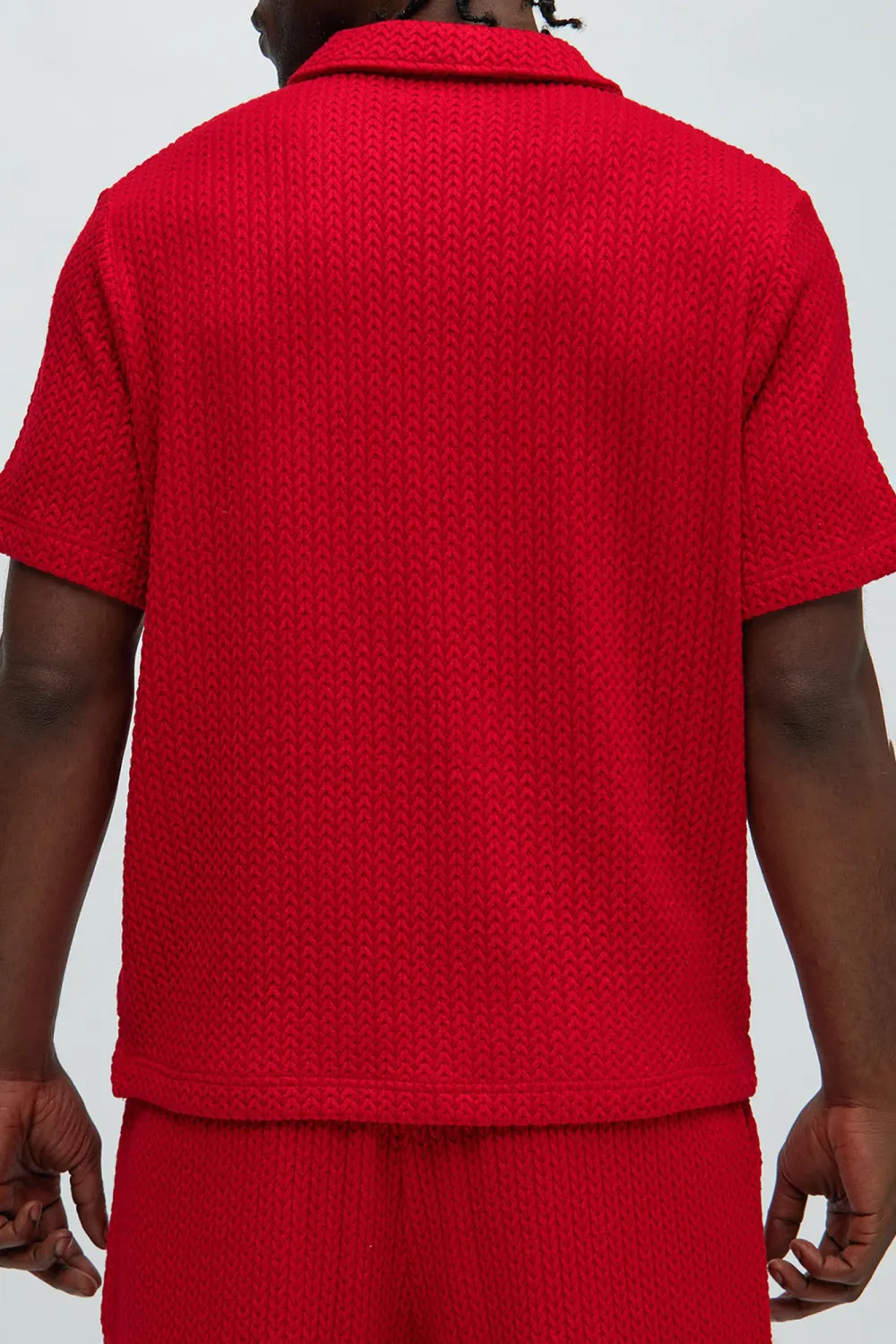 Fashion Red Textured Polo