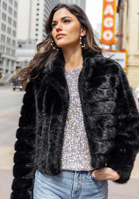 Black Faux Fur Maven Mink Jacket