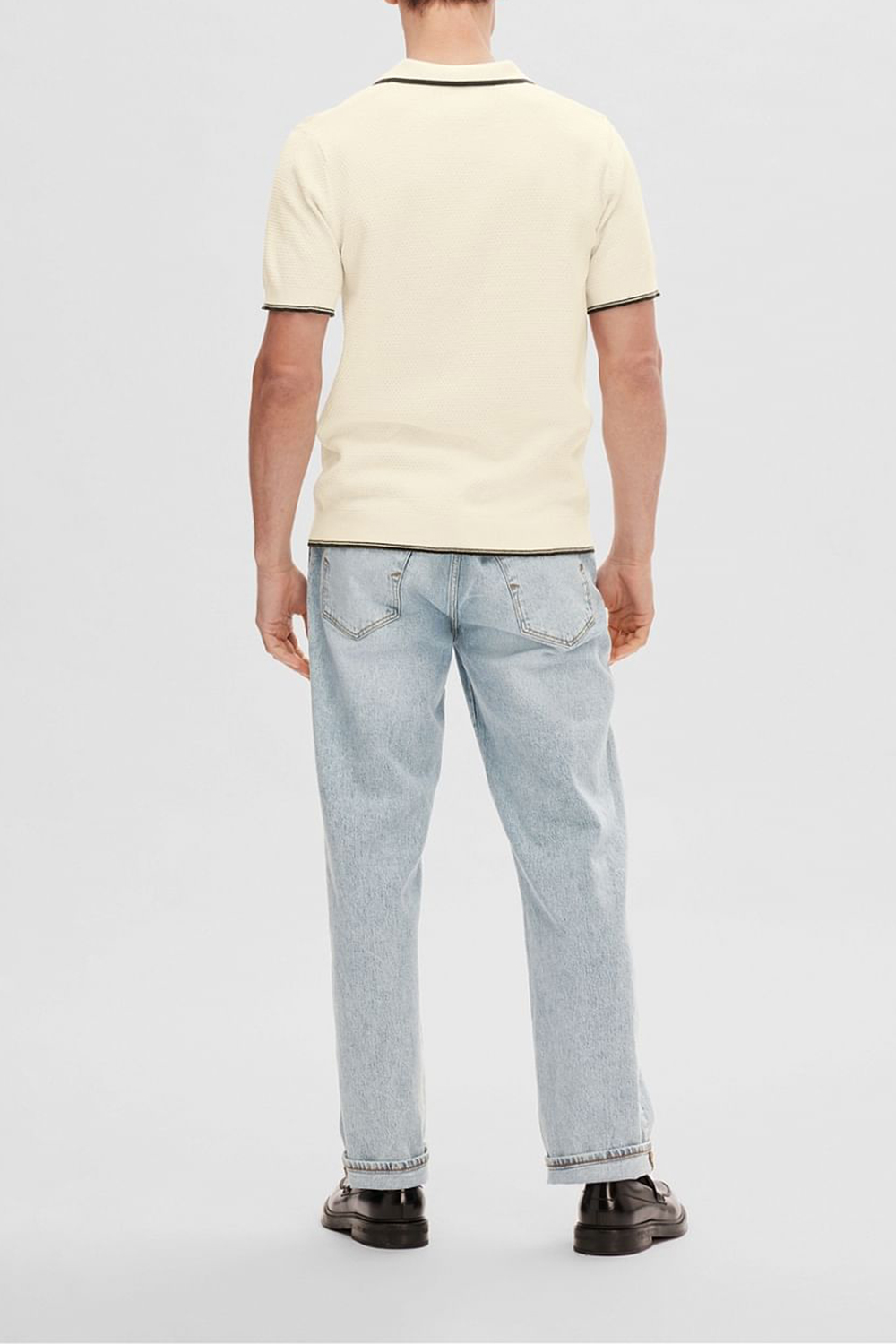 Dark Blue Knit Polo T-shirt