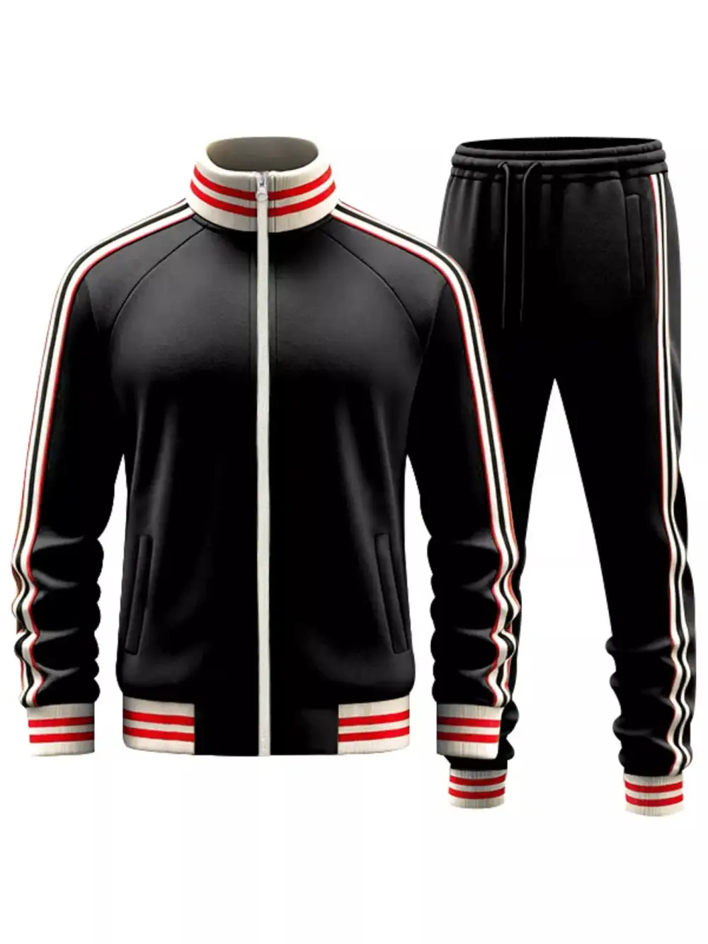 Men's Full Size Striped Zip Up Outerwear