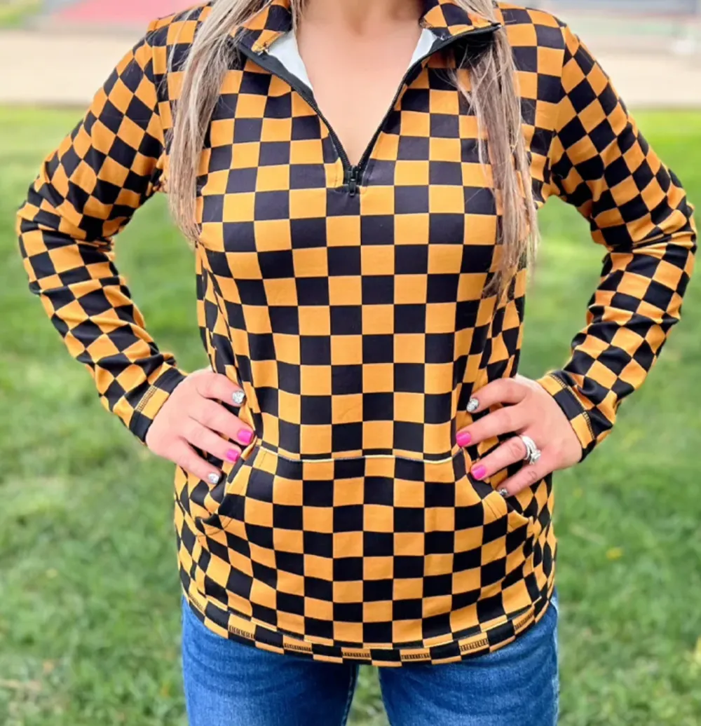 Checkered Pullover Sweatshirt