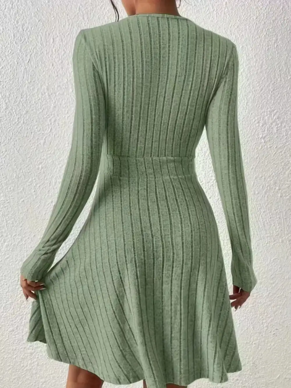 Ribbed Knit Wrap Mini Dress