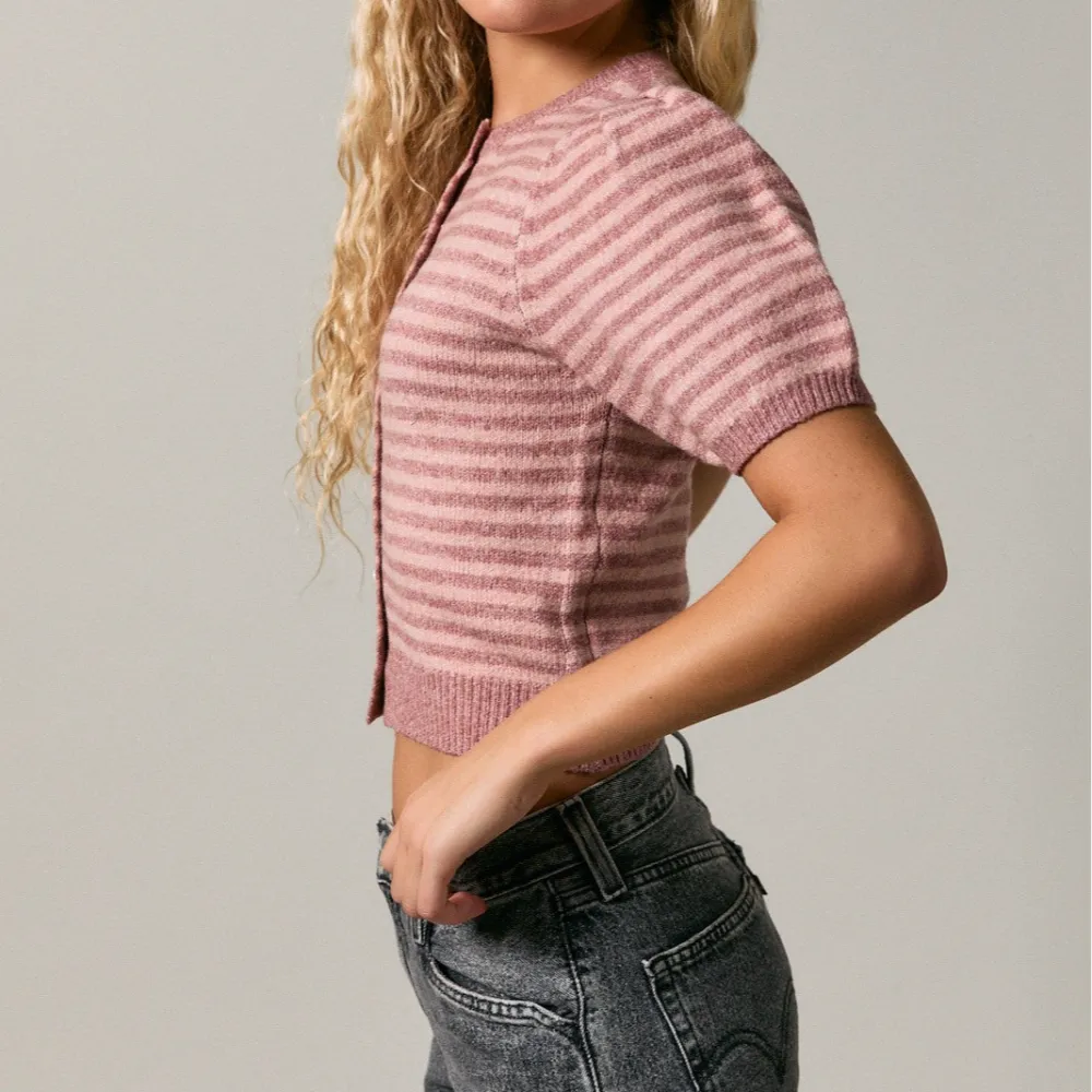 Stripe Short Sleeve Sweater Top