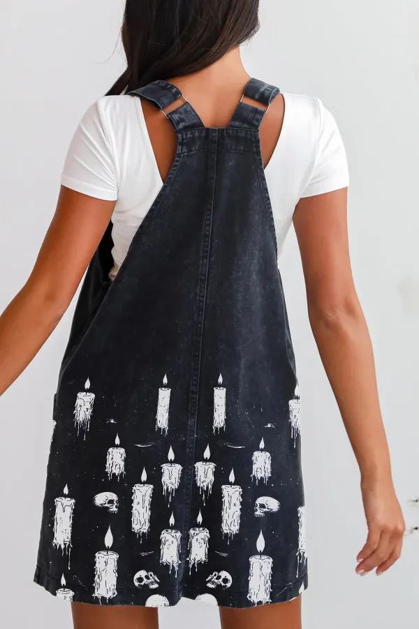 Black Denim Overall Mini Dress