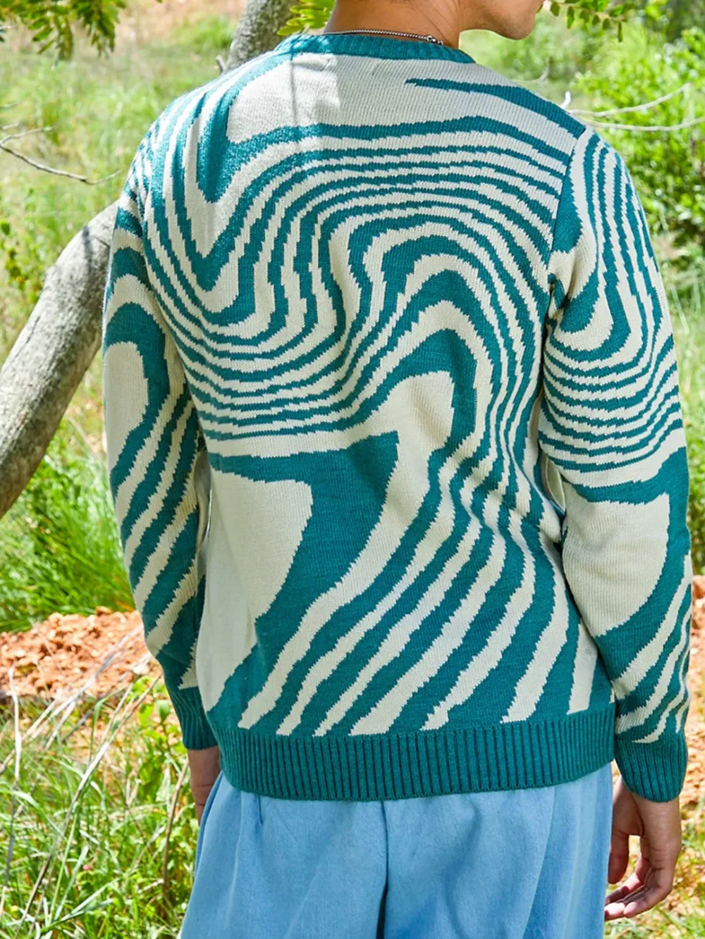 Abstract Design Crew Neck Sweater
