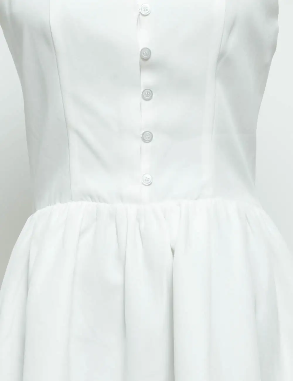 Romantic Lace Trim Strap Faux Button Mini Dress