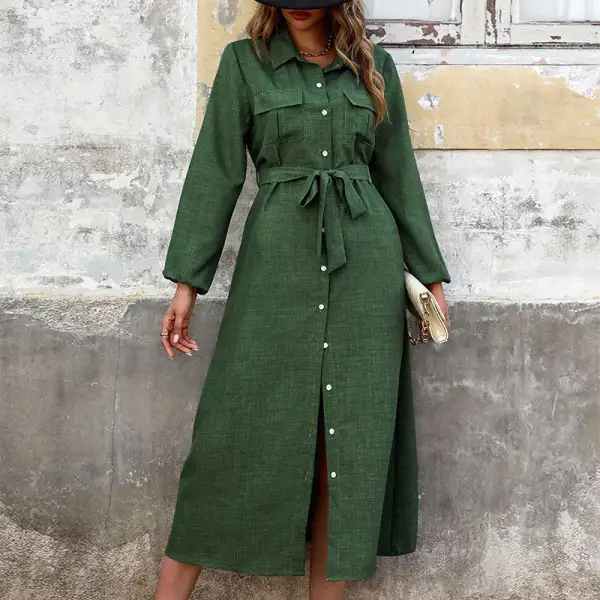 Women's Shirt Pleated Dress