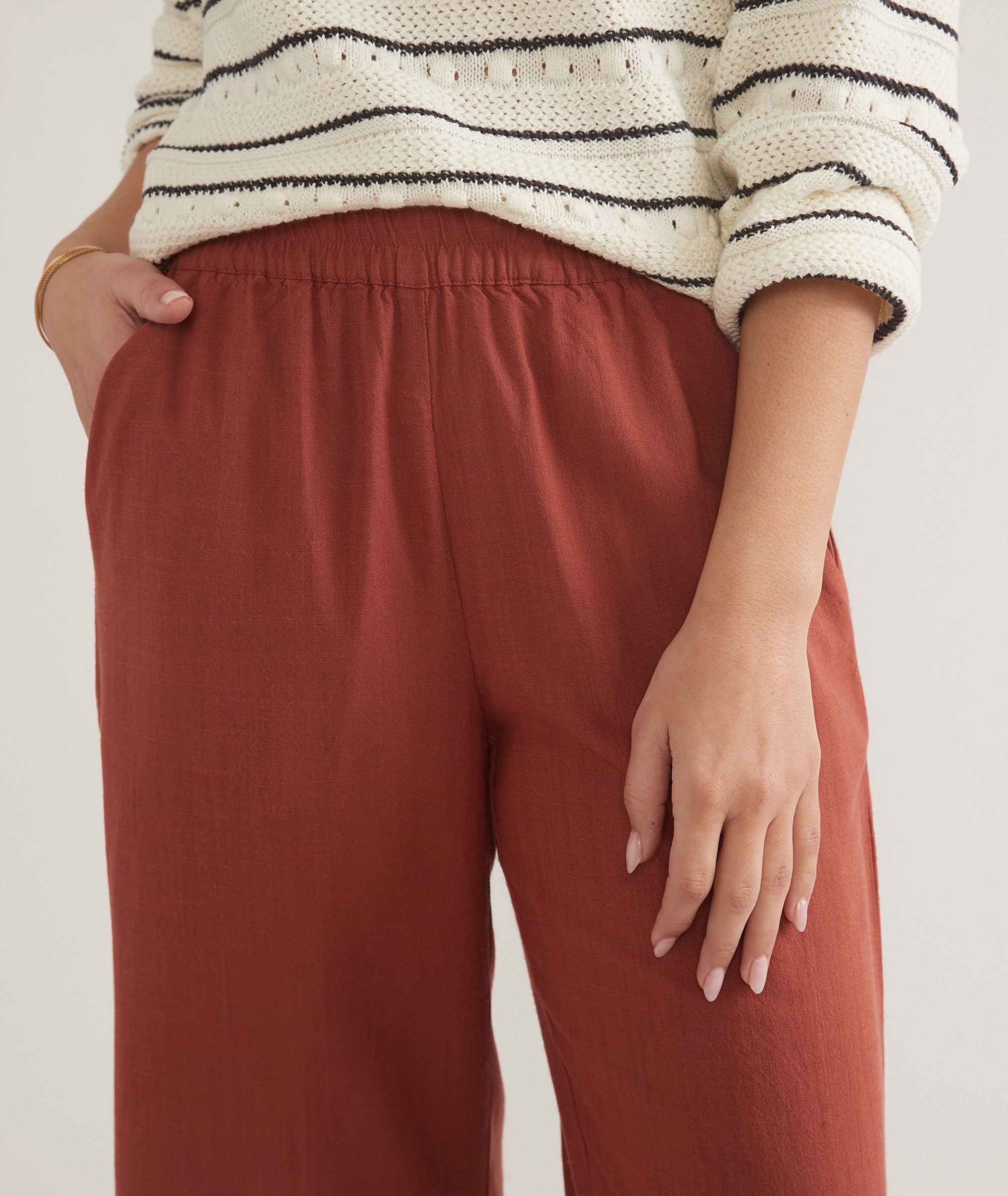 Rust-Colored Wide-Leg Trousers