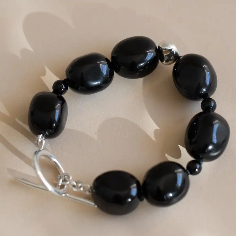 Onyx Sterling Bead Bracelet