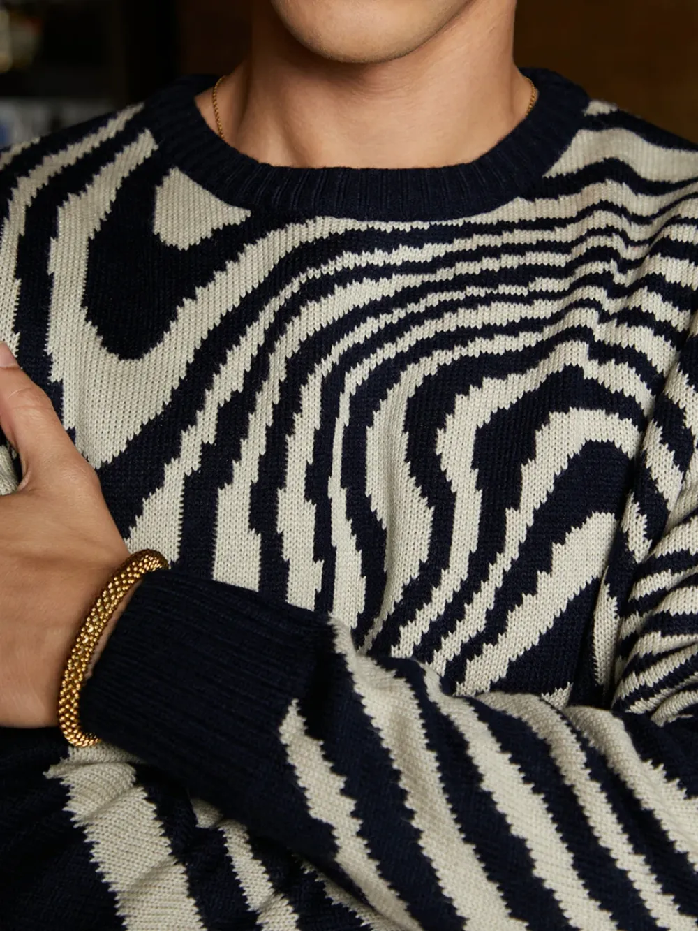 Abstract Pattern Crew Neck Sweater