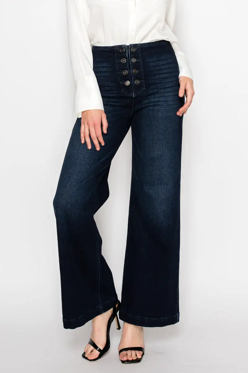 High Rise Wide Leg Stretch Denim Jeans