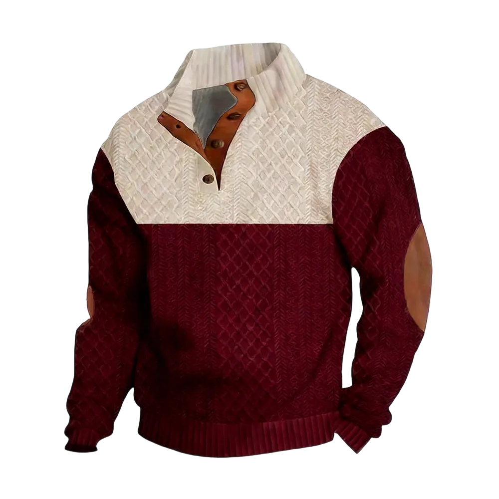 70%  OFF !! Men's Colorblock Button-Neck Sweater
